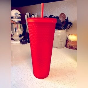 Matte red holiday studded tumbler